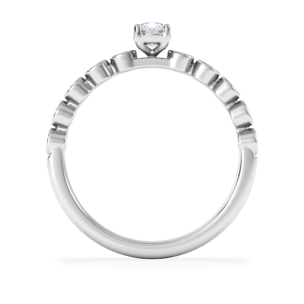 Entwine 0.30ct Oval Cut Lab Diamond Solitaire Engagement Ring with Side Stones in Sterling Silver
