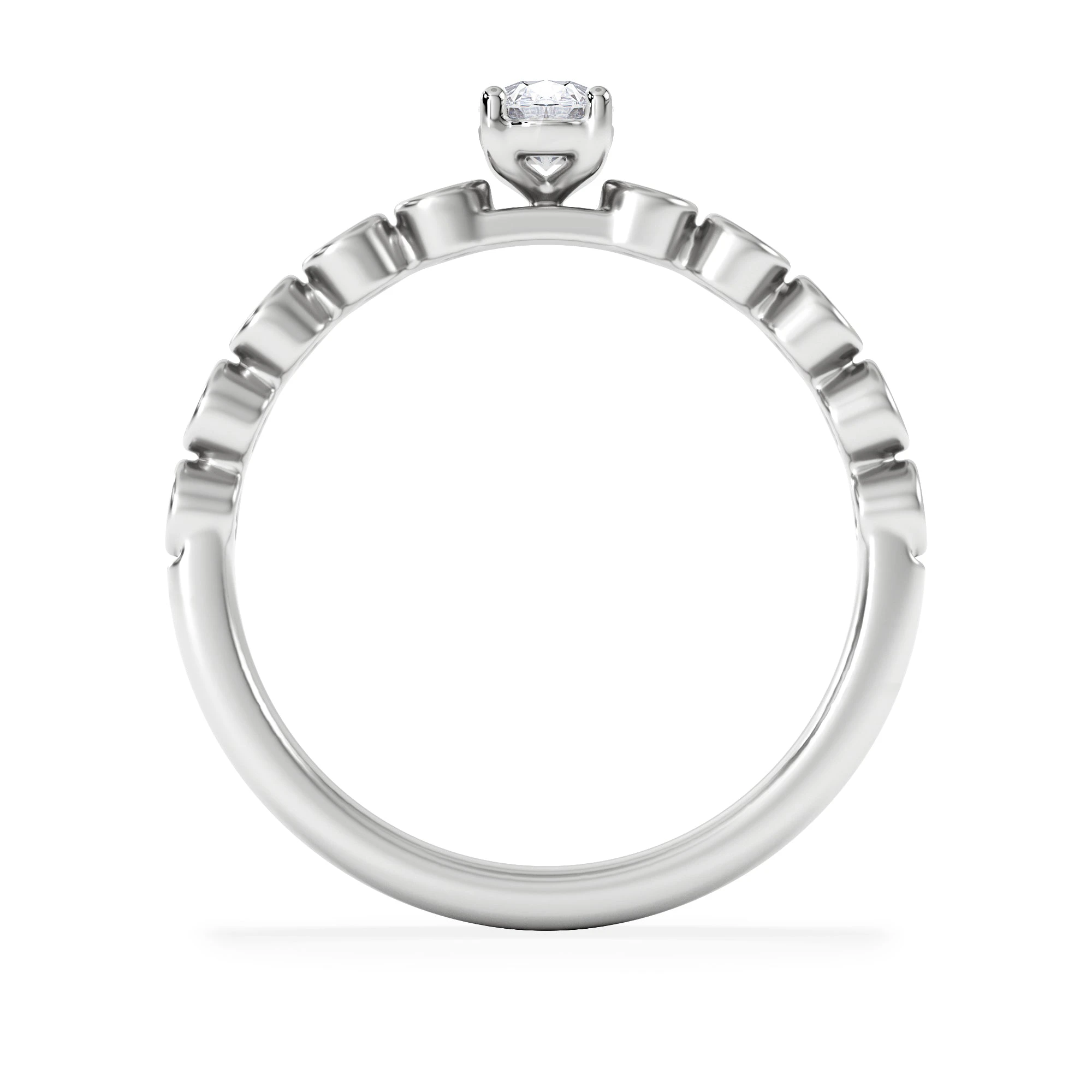 Entwine 0.30ct Oval Cut Lab Diamond Solitaire Engagement Ring with Side Stones in Sterling Silver