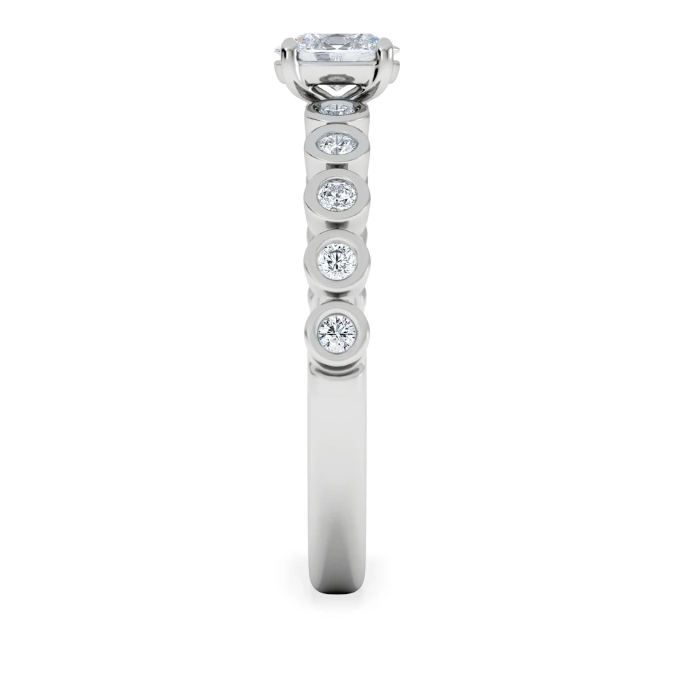Entwine 0.30ct Oval Cut Lab Diamond Solitaire Engagement Ring with Side Stones in Sterling Silver