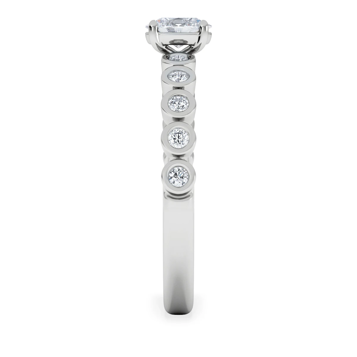 Entwine 0.30ct Oval Cut Lab Diamond Solitaire Engagement Ring with Side Stones in Sterling Silver