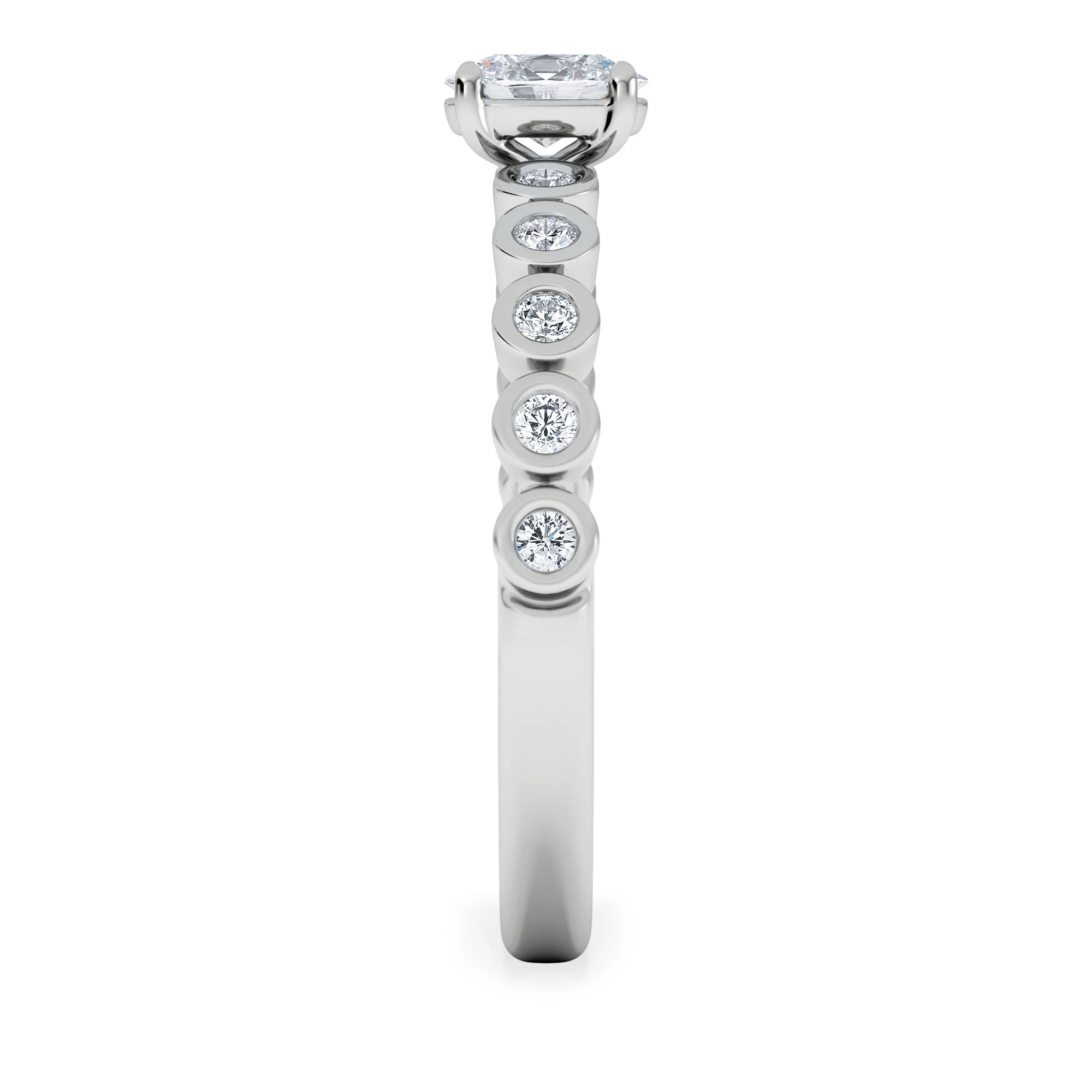 Entwine 0.30ct Oval Cut Lab Diamond Solitaire Engagement Ring with Side Stones in Sterling Silver