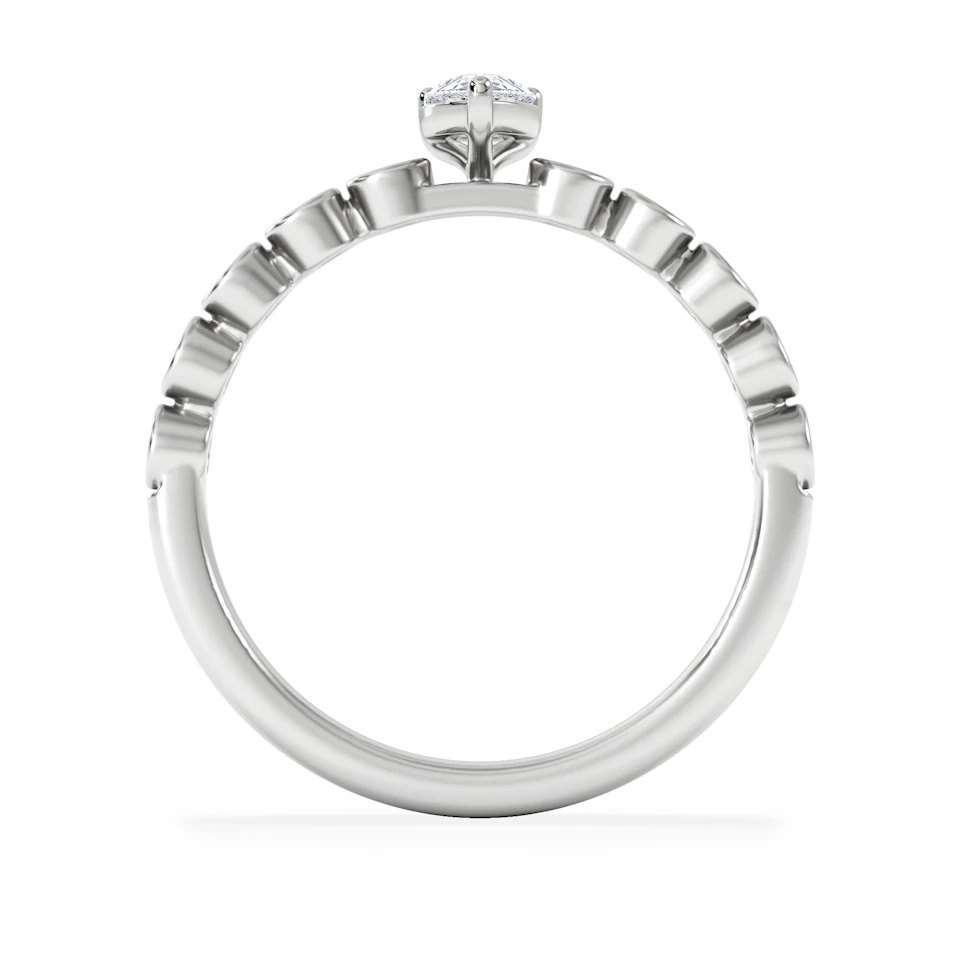 Entwine 0.30ct Pear Cut Lab Diamond Solitaire Engagement Ring with Side Stones in Sterling Silver