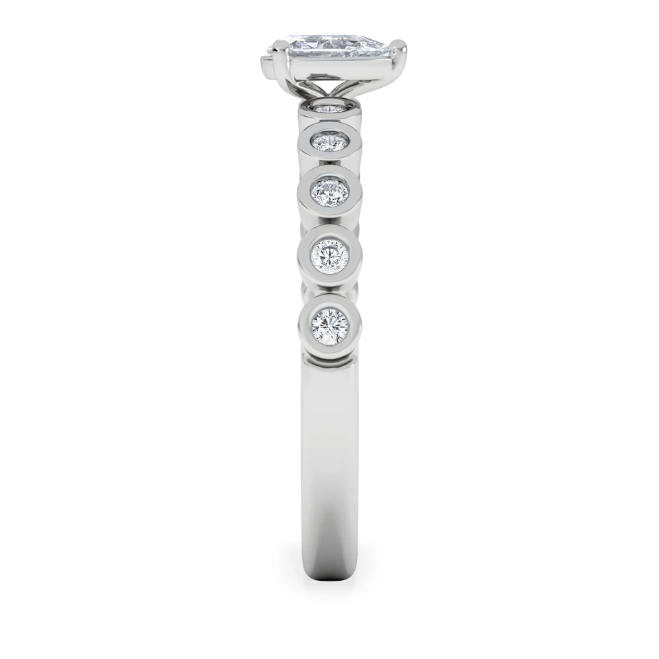 Entwine 0.30ct Pear Cut Lab Diamond Solitaire Engagement Ring with Side Stones in Sterling Silver