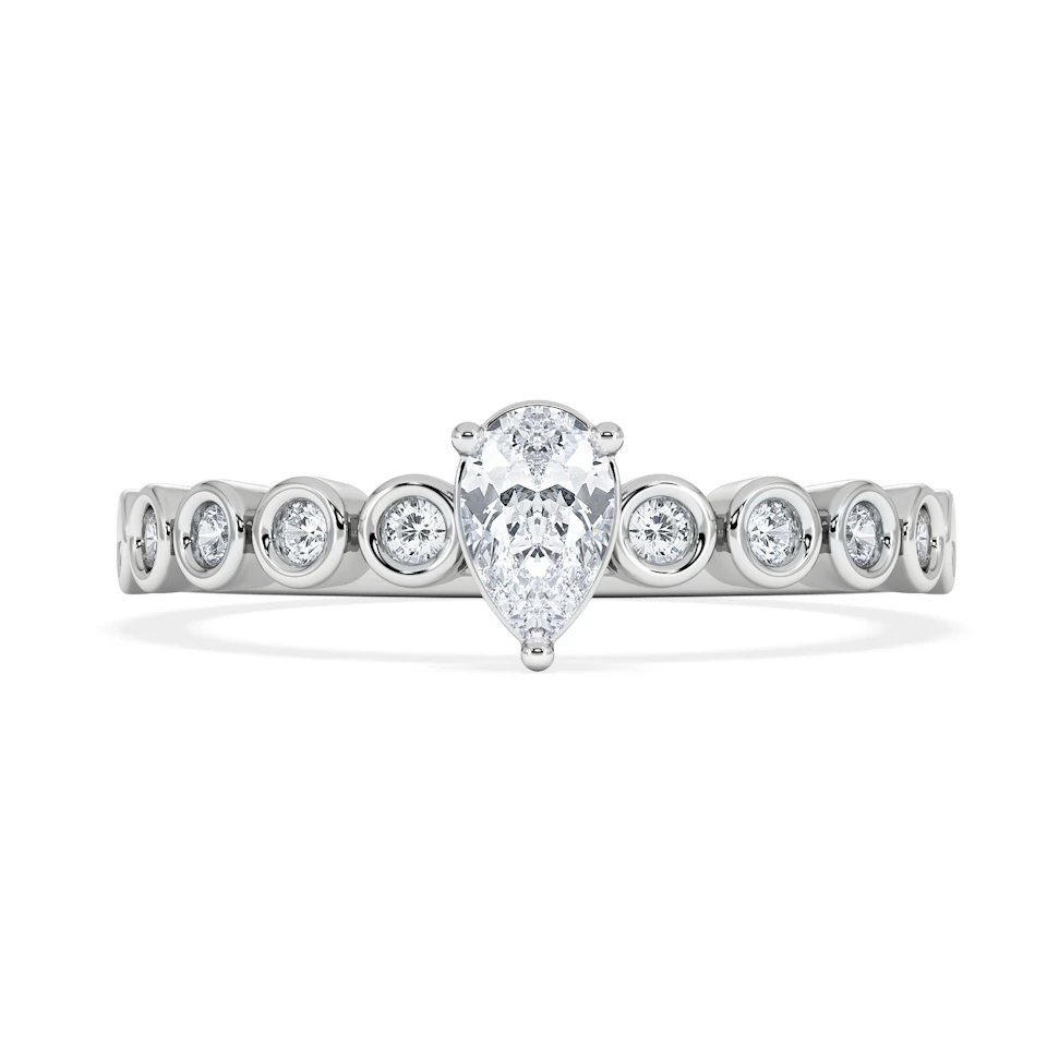 Entwine 0.30ct Pear Cut Lab Diamond Solitaire Engagement Ring with Side Stones in Sterling Silver