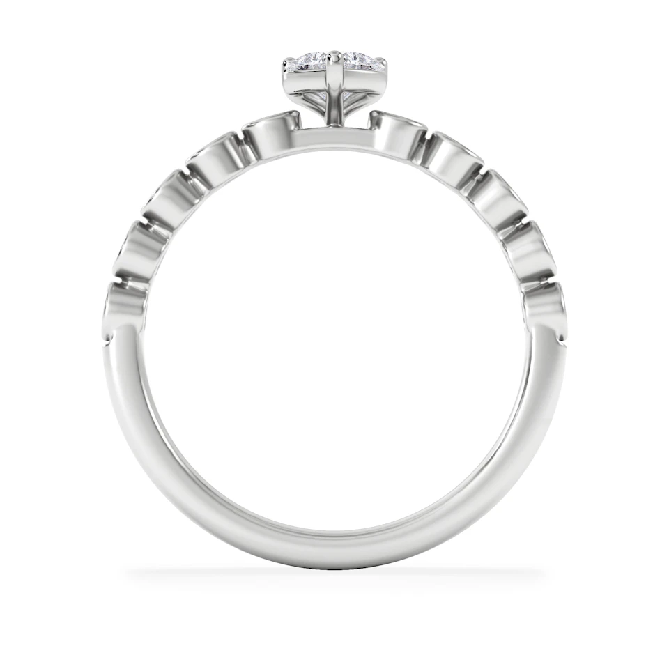 Entwine 0.30ct Heart Cut Lab Diamond Solitaire Engagement Ring with Side Stones in Sterling Silver