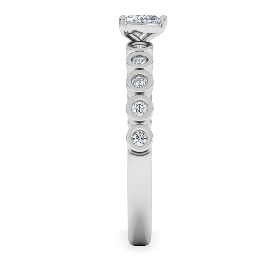 Entwine 0.30ct Heart Cut Lab Diamond Solitaire Engagement Ring with Side Stones in Sterling Silver