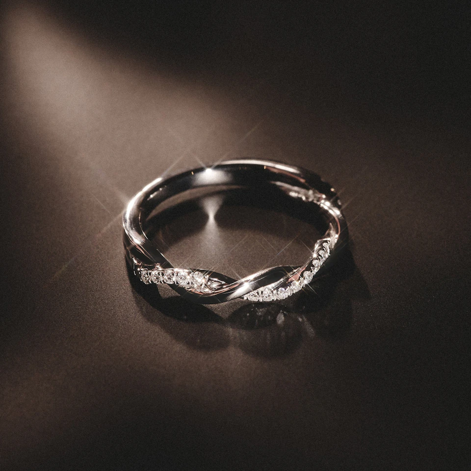 Celia Twist Half Band 0.15ct F/VS Round Cut Lab Diamond Eternity Ring in Silver