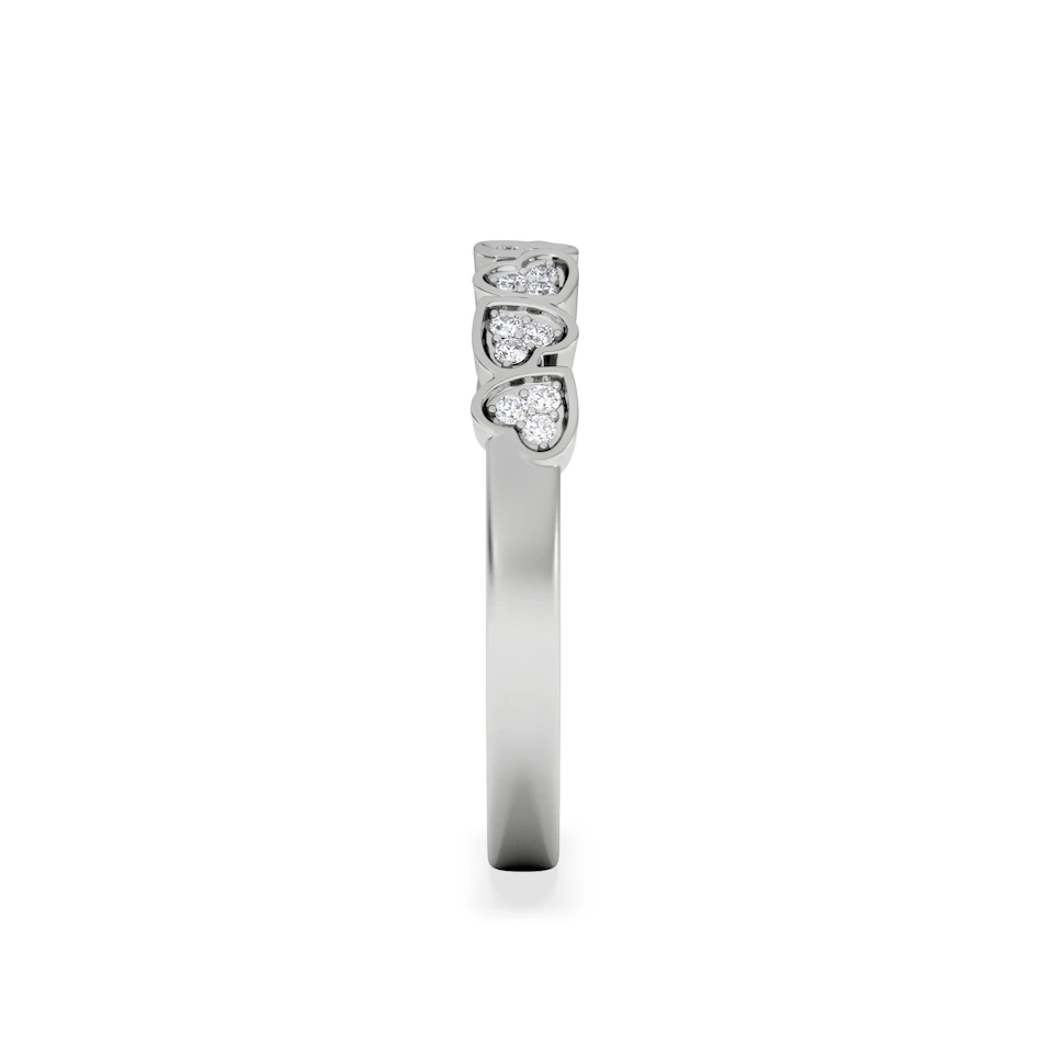 Heart Half Eternity Ring Lab Diamond 0.11ct in 925 SIlver