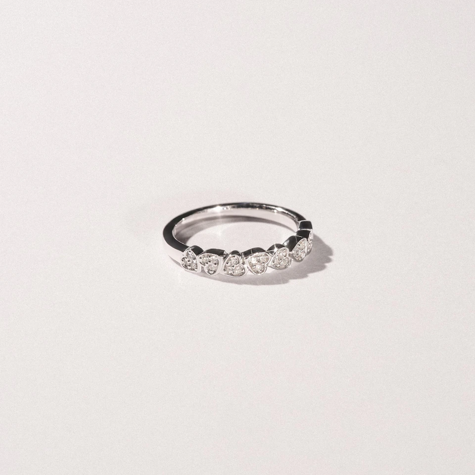 Heart Half Eternity Ring Lab Diamond 0.11ct in 925 SIlver