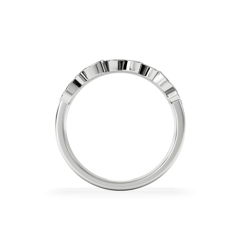 Double Heart Band Stacking Ring Lab Diamond 0.20ct in 925 Silver