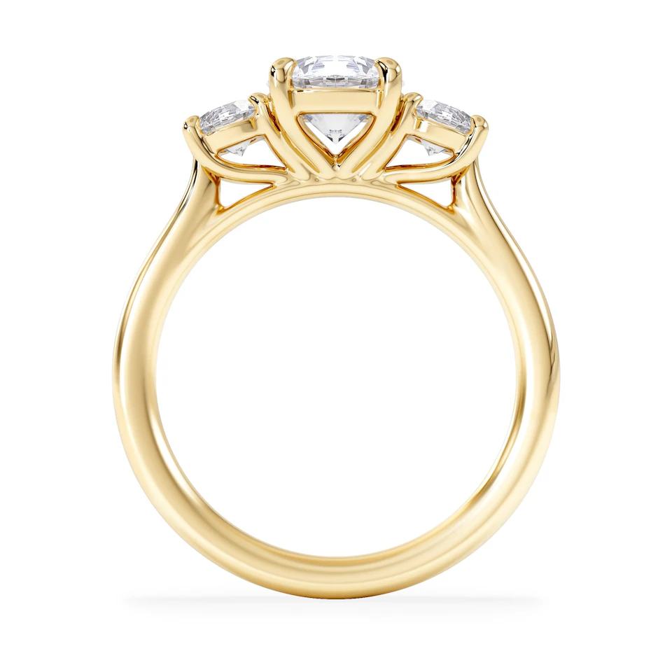 Evoke 1.00ct Round Cut Lab Diamond 3 Stone Ring in 9K Yellow Gold