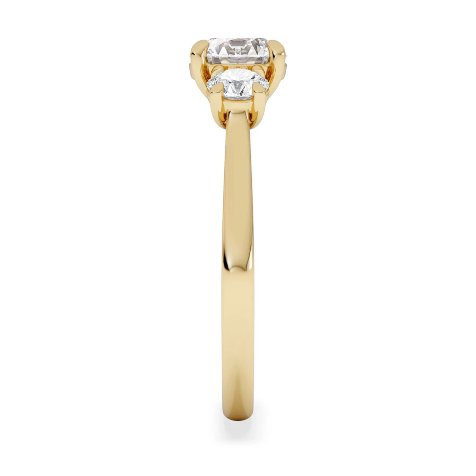Evoke 1.00ct Round Cut Lab Diamond 3 Stone Ring in 9K Yellow Gold