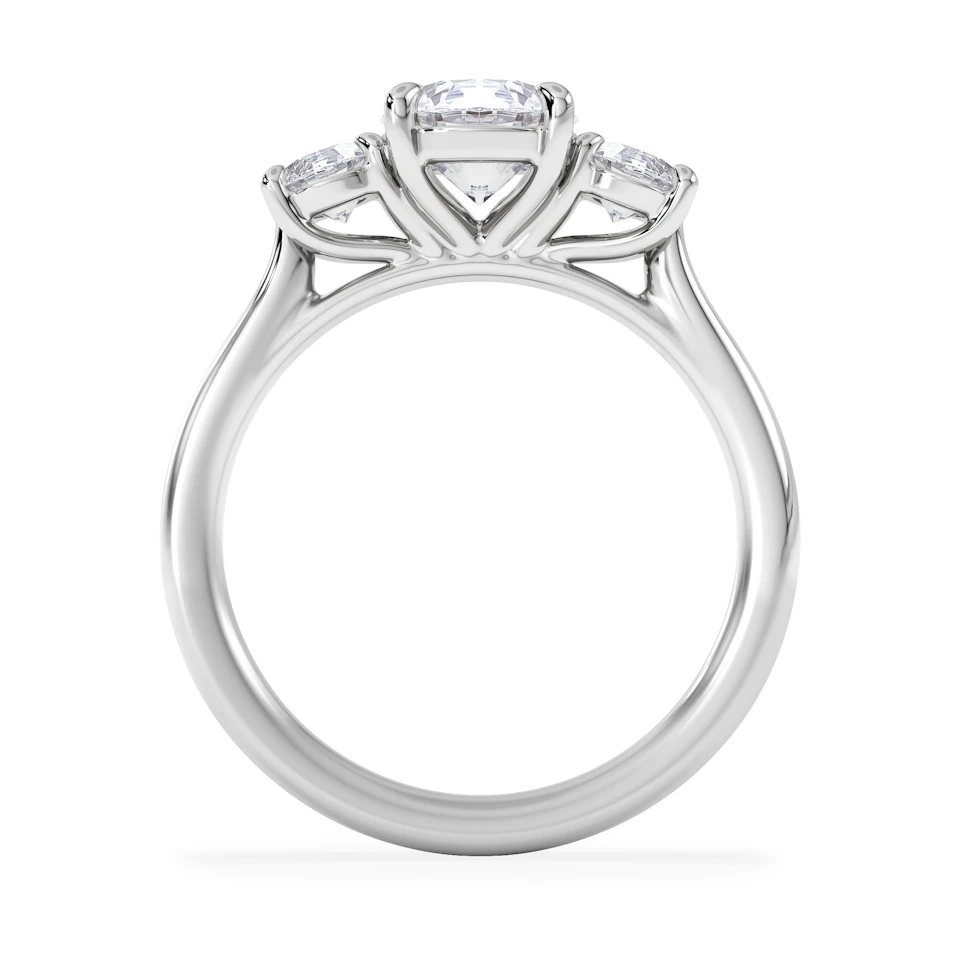 Evoke 1.00ct Round Cut Lab Diamond 3 Stone Ring in 9K White Gold