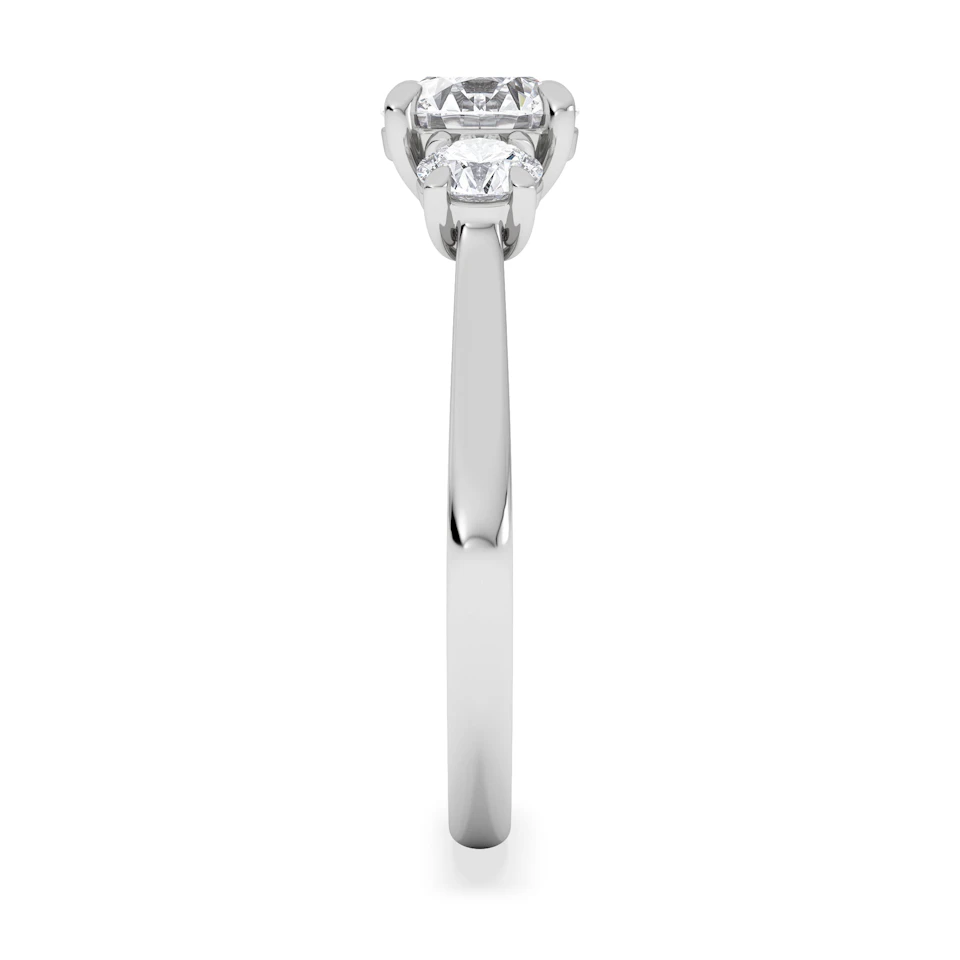Evoke 1.00ct Round Cut Lab Diamond 3 Stone Ring in 9K White Gold