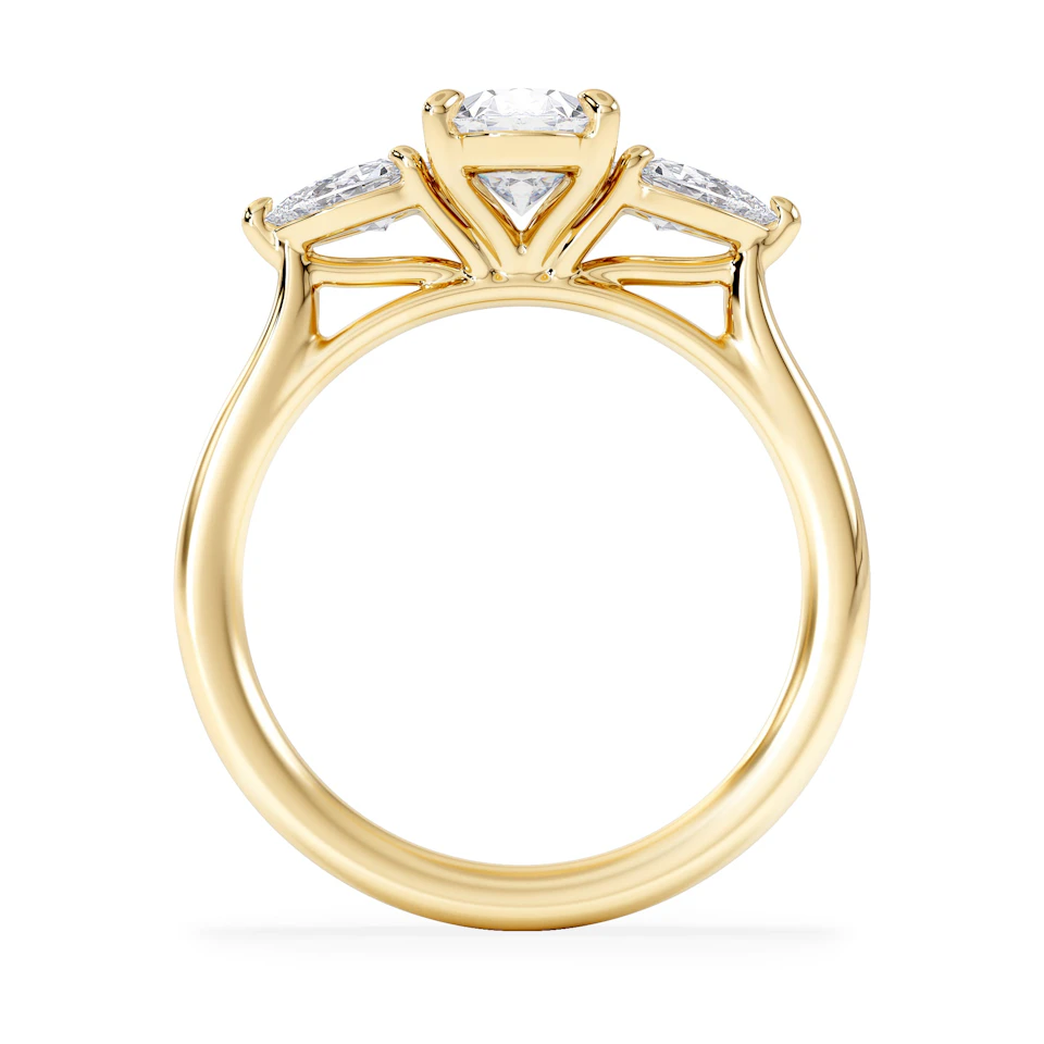 Evoke 1.00ct Oval Cut Lab Diamond 3 Stone Ring in 9K Yellow Gold