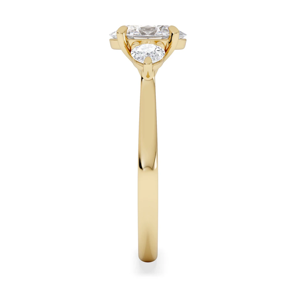 Evoke 1.00ct Oval Cut Lab Diamond 3 Stone Ring in 9K Yellow Gold