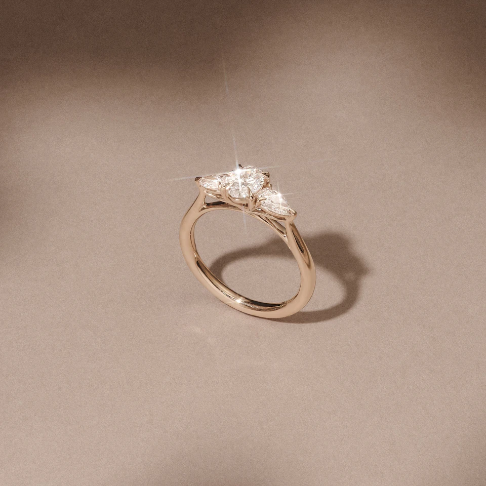 Evoke 1.00ct Oval Cut Lab Diamond 3 Stone Ring in 9K Yellow Gold