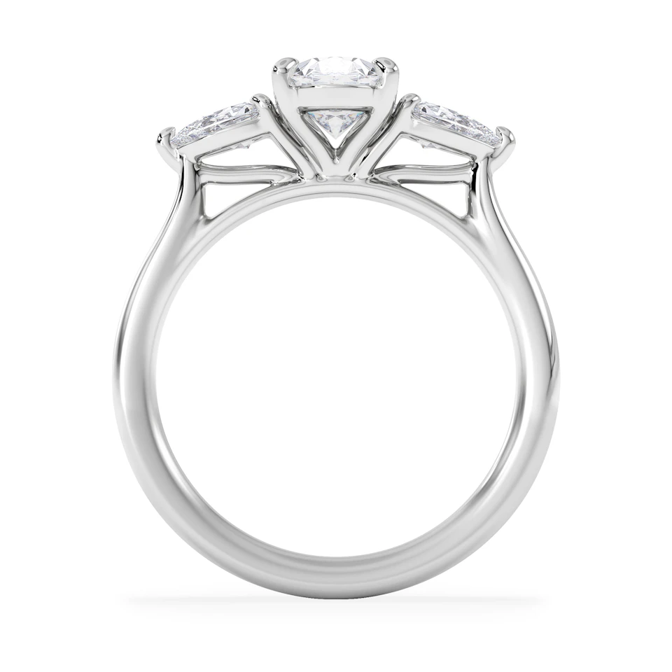 Evoke 1.00ct Oval Cut Lab Diamond 3 Stone Ring in 9K White Gold