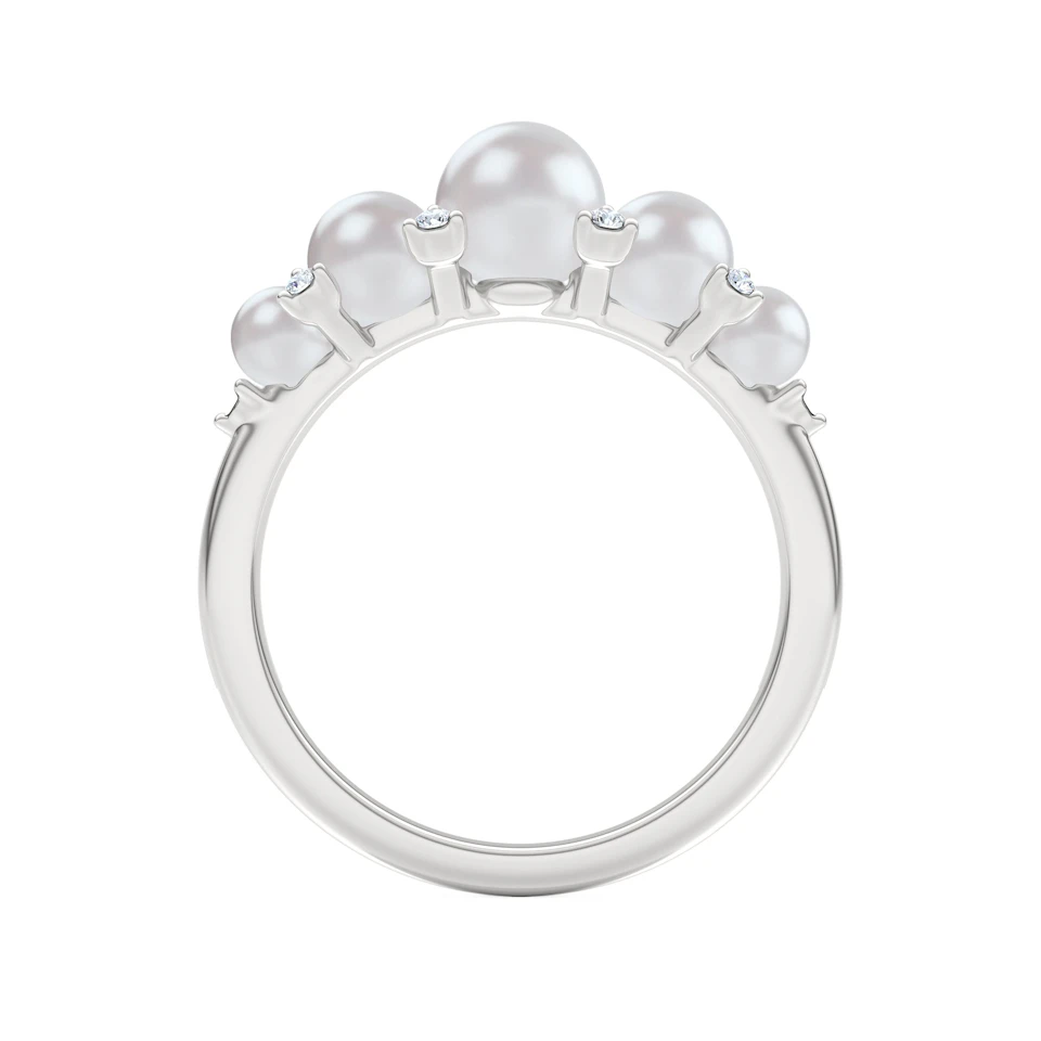 Eden 2.15ct Round Pearl and Lab Diamond 5 Stone Ring in Sterling Silver