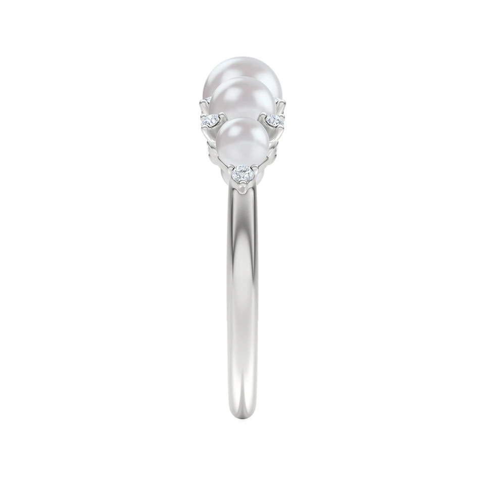 Eden 2.15ct Round Pearl and Lab Diamond 5 Stone Ring in Sterling Silver