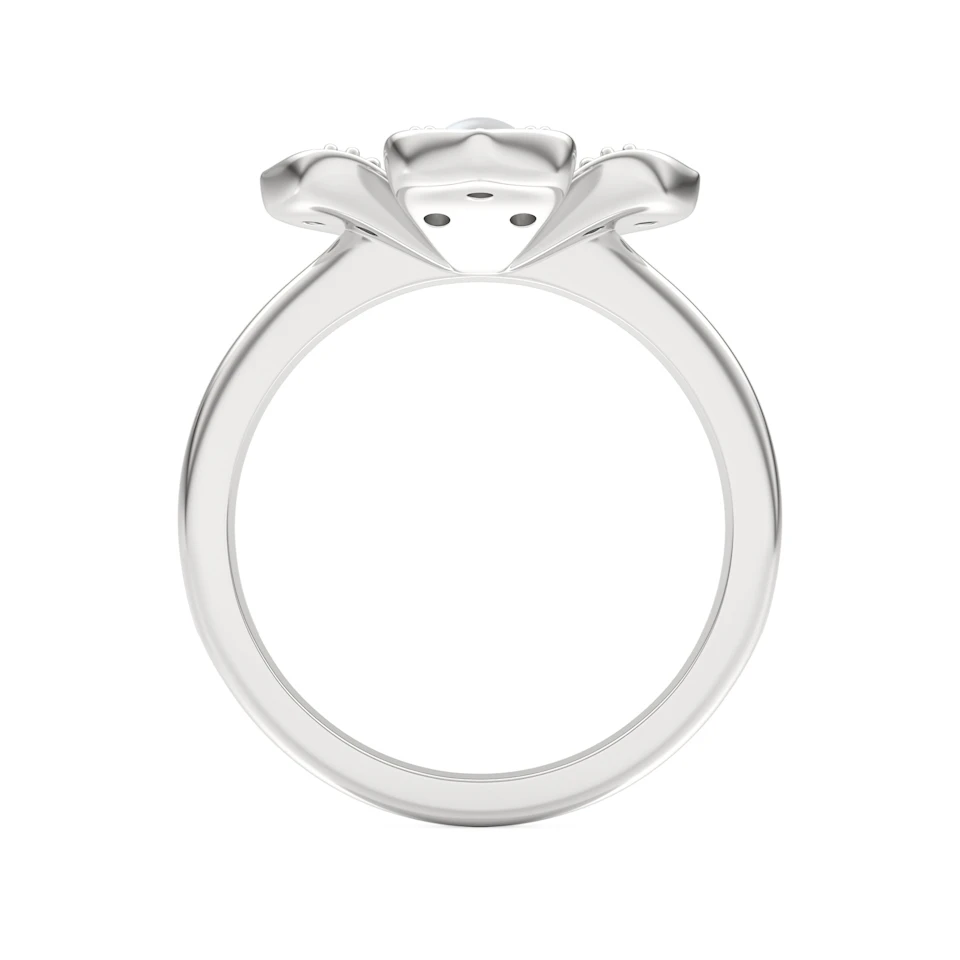 Eden 0.70ct Round Pearl and Lab Diamond 3 Stone Ring in Sterling Silver