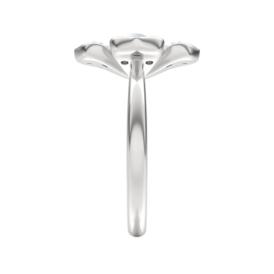 Eden 0.70ct Round Pearl and Lab Diamond 3 Stone Ring in Sterling Silver