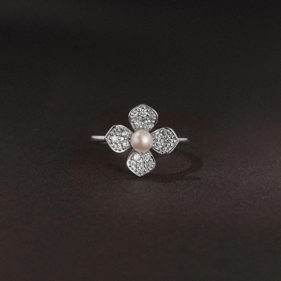 Eden 0.70ct Round Pearl and Lab Diamond 3 Stone Ring in Sterling Silver
