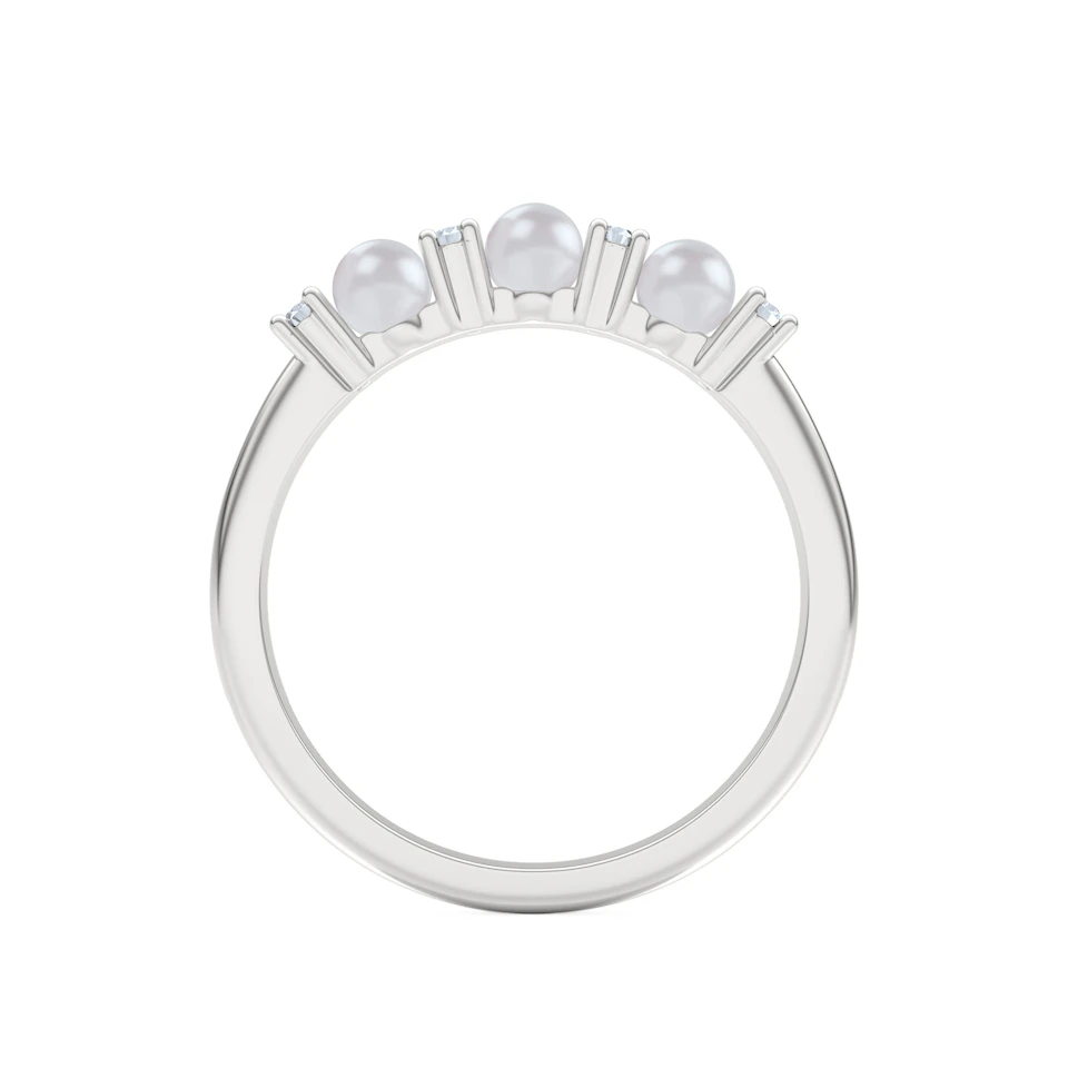 Eden 0.60ct Round Pearl and Lab Diamond Floral Ring in Sterling Silver