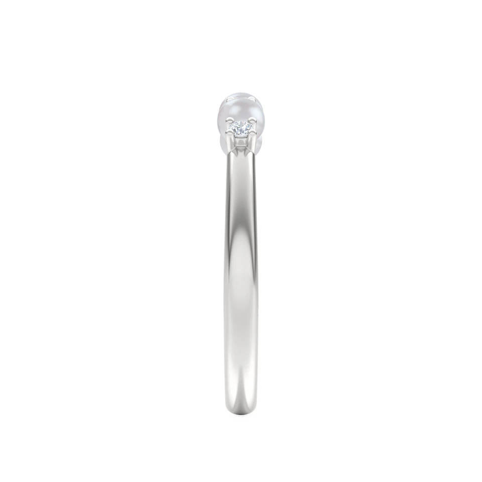 Eden 0.60ct Round Pearl and Lab Diamond Floral Ring in Sterling Silver