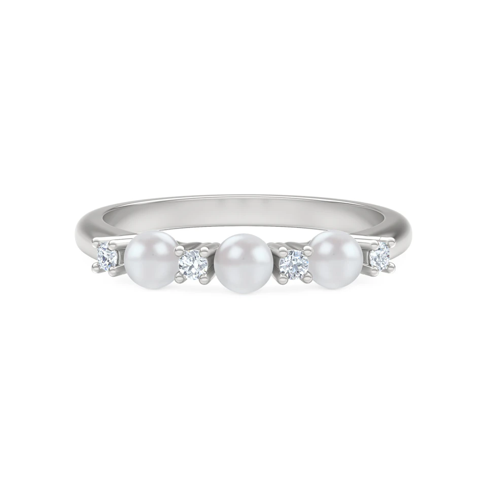 Eden 0.60ct Round Pearl and Lab Diamond Floral Ring in Sterling Silver