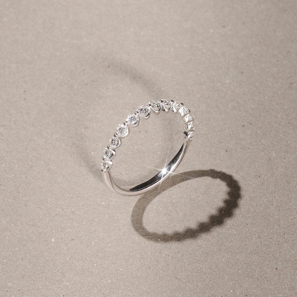 Mira 0.50ct Lab Diamond Half Eternity Ring in Sterling Silver