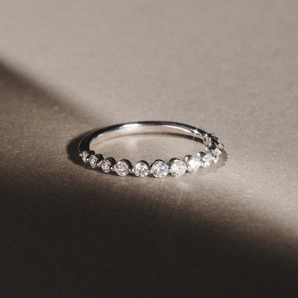 Mira 0.50ct Lab Diamond Half Eternity Ring in Sterling Silver