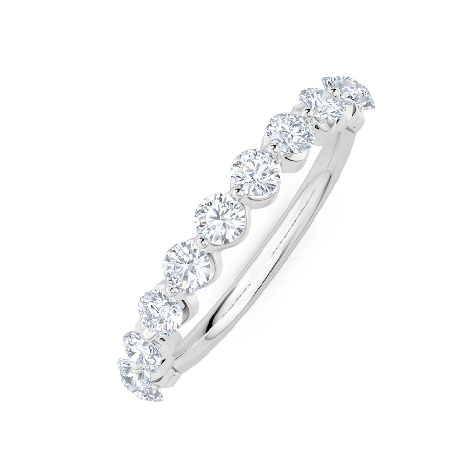 Mira 0.50ct Lab Diamond Half Eternity Ring in Sterling Silver