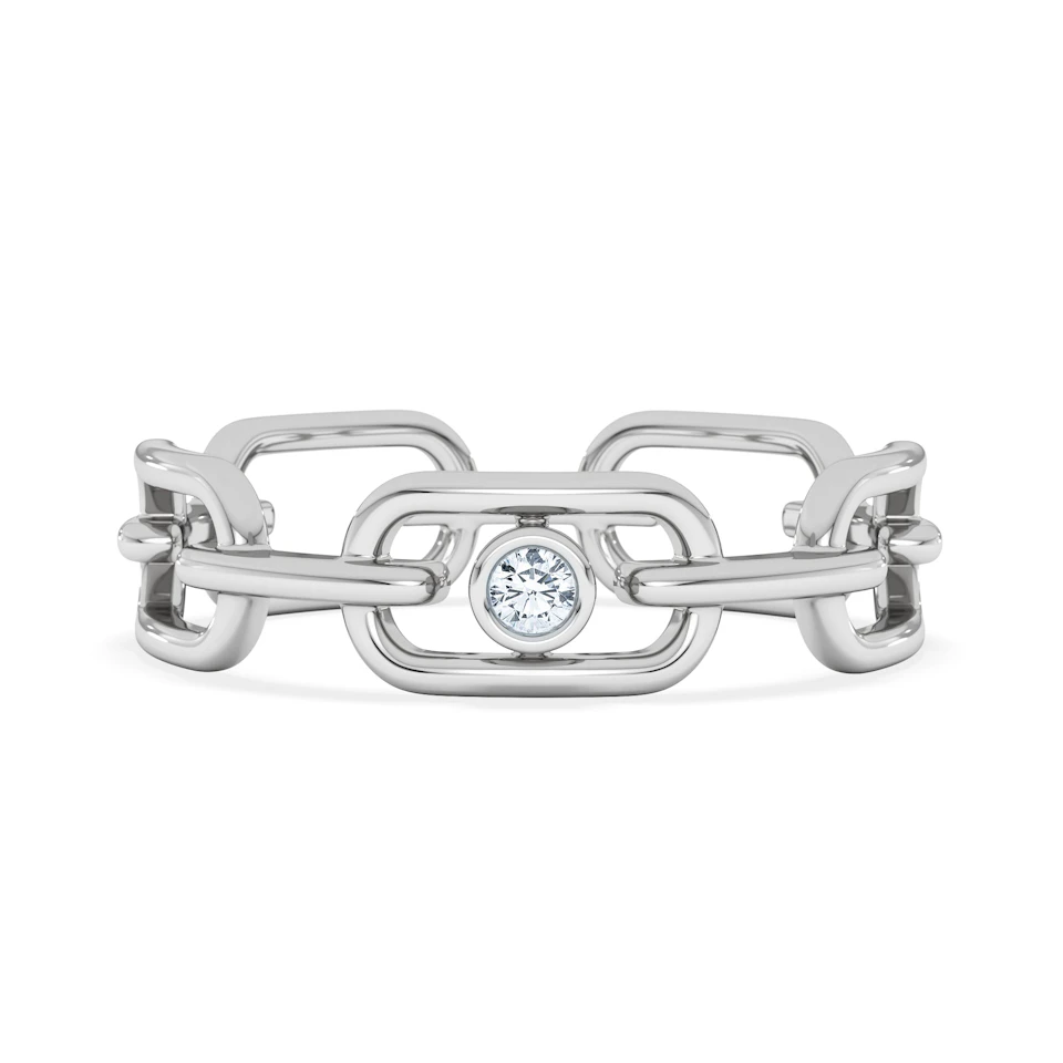 Bound Lab Diamond Link Ring 0.041ct Round Cut in Sterling Silver