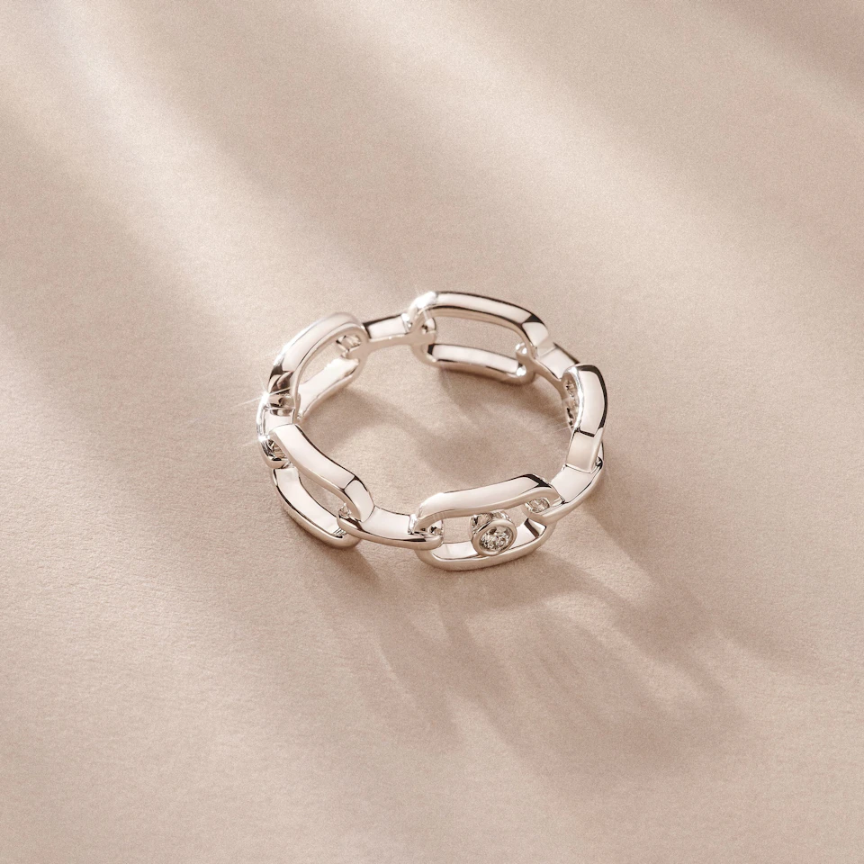 Bound Lab Diamond Link Ring 0.041ct Round Cut in Sterling Silver