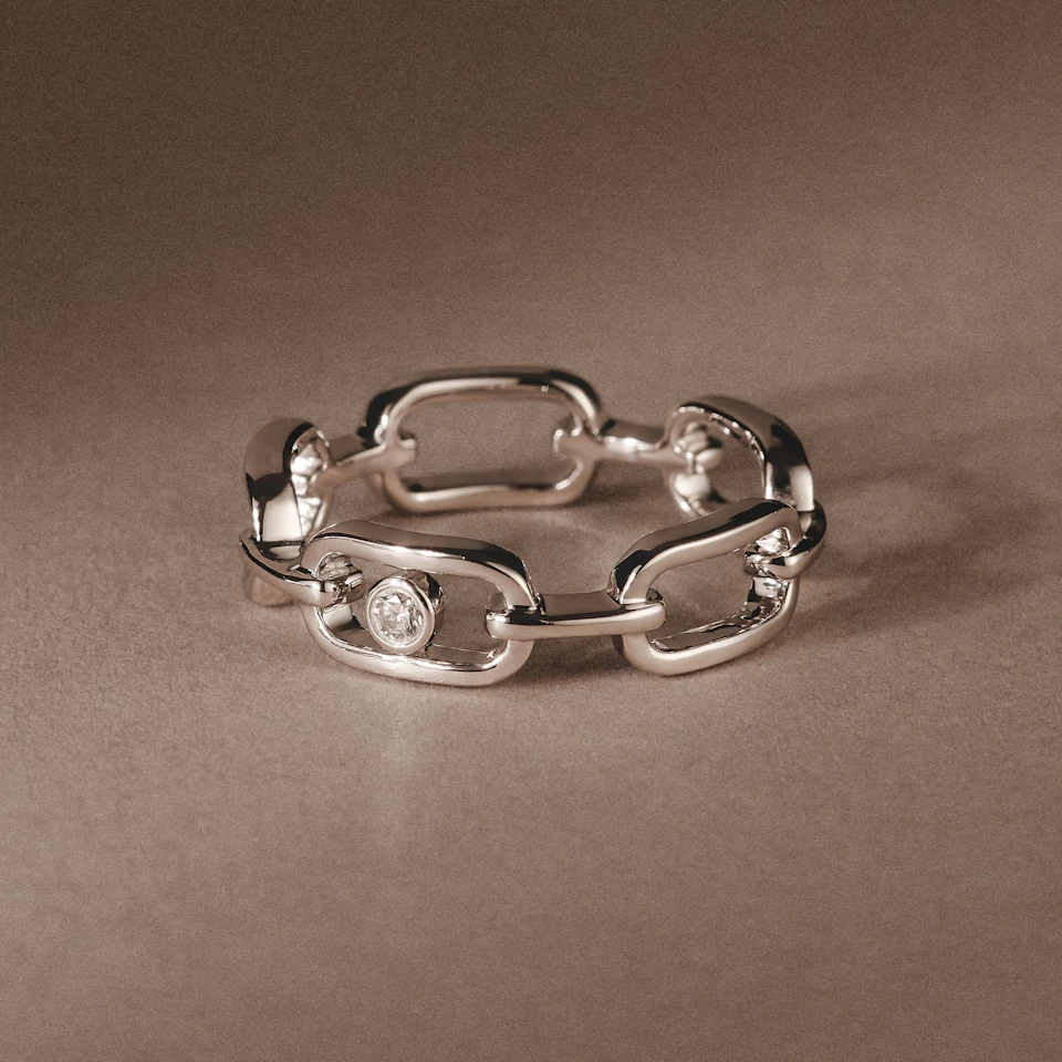 Bound Lab Diamond Link Ring 0.041ct Round Cut in Sterling Silver