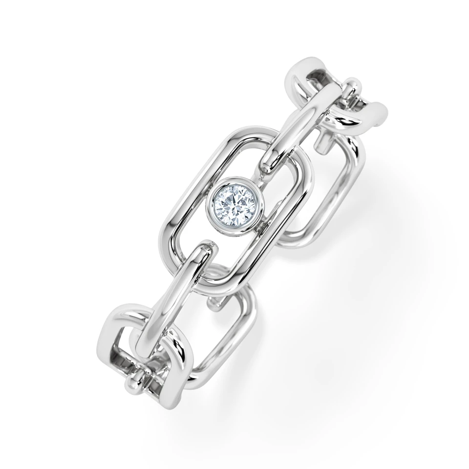 Bound Lab Diamond Link Ring 0.041ct Round Cut in Sterling Silver