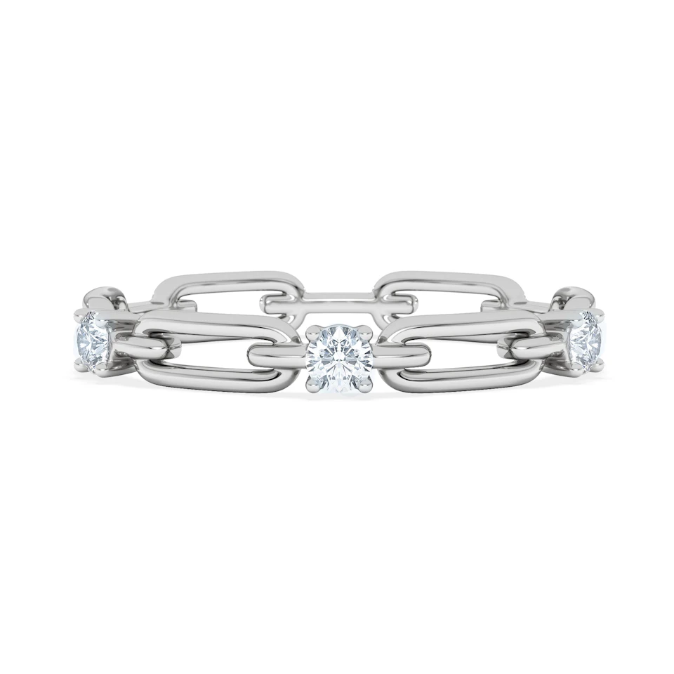 Bound Lab Diamond Link Ring 0.125ct Round Cut in Sterling Silver