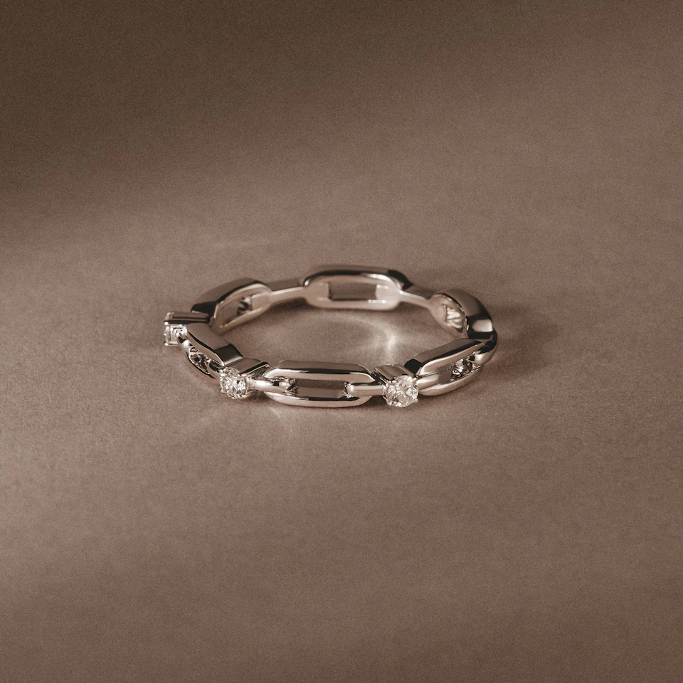 Bound Lab Diamond Link Ring 0.125ct Round Cut in Sterling Silver