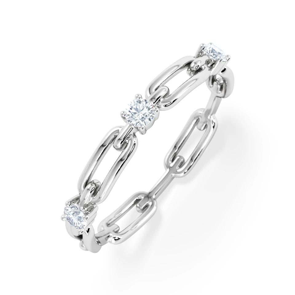 Bound Lab Diamond Link Ring 0.125ct Round Cut in Sterling Silver