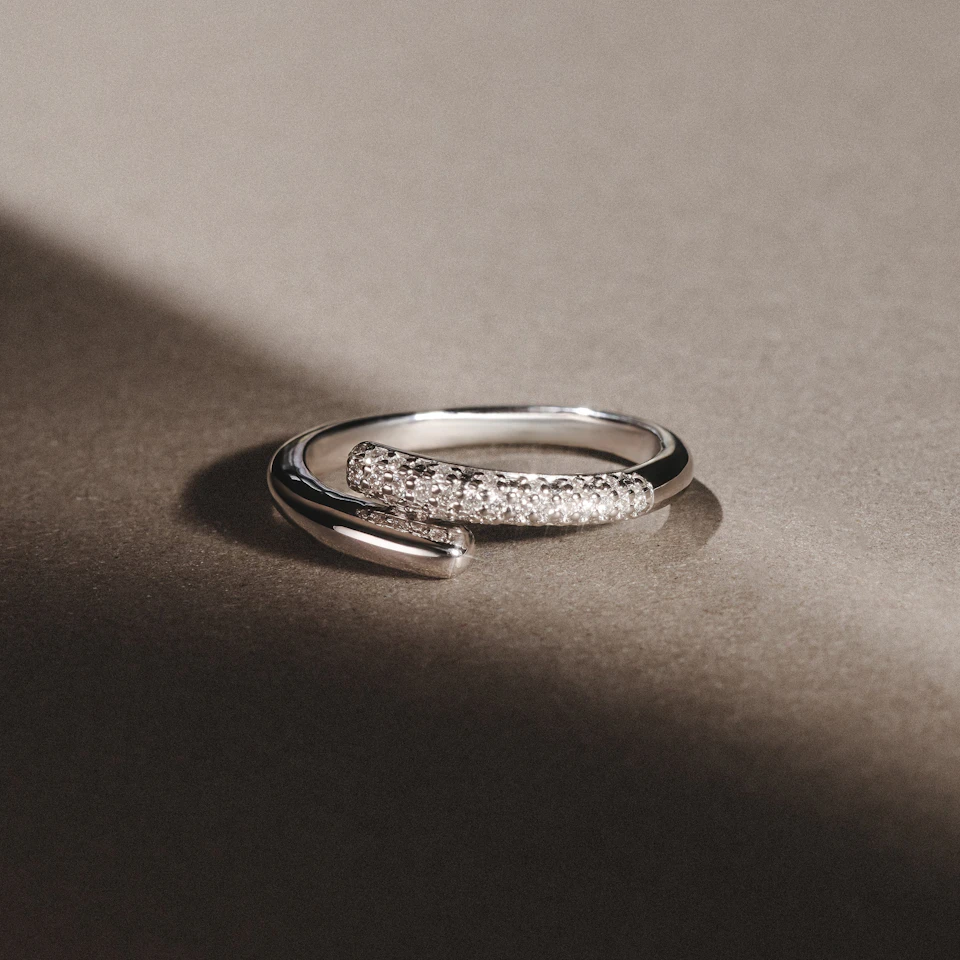 0.15ct Lab Diamond Pavé Wrap Ring in Sterling Silver