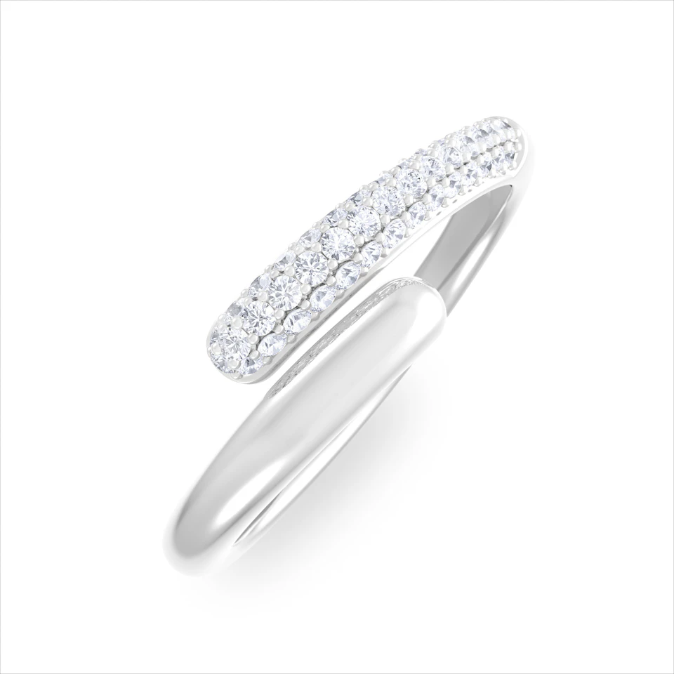 0.15ct Lab Diamond Pavé Wrap Ring in Sterling Silver