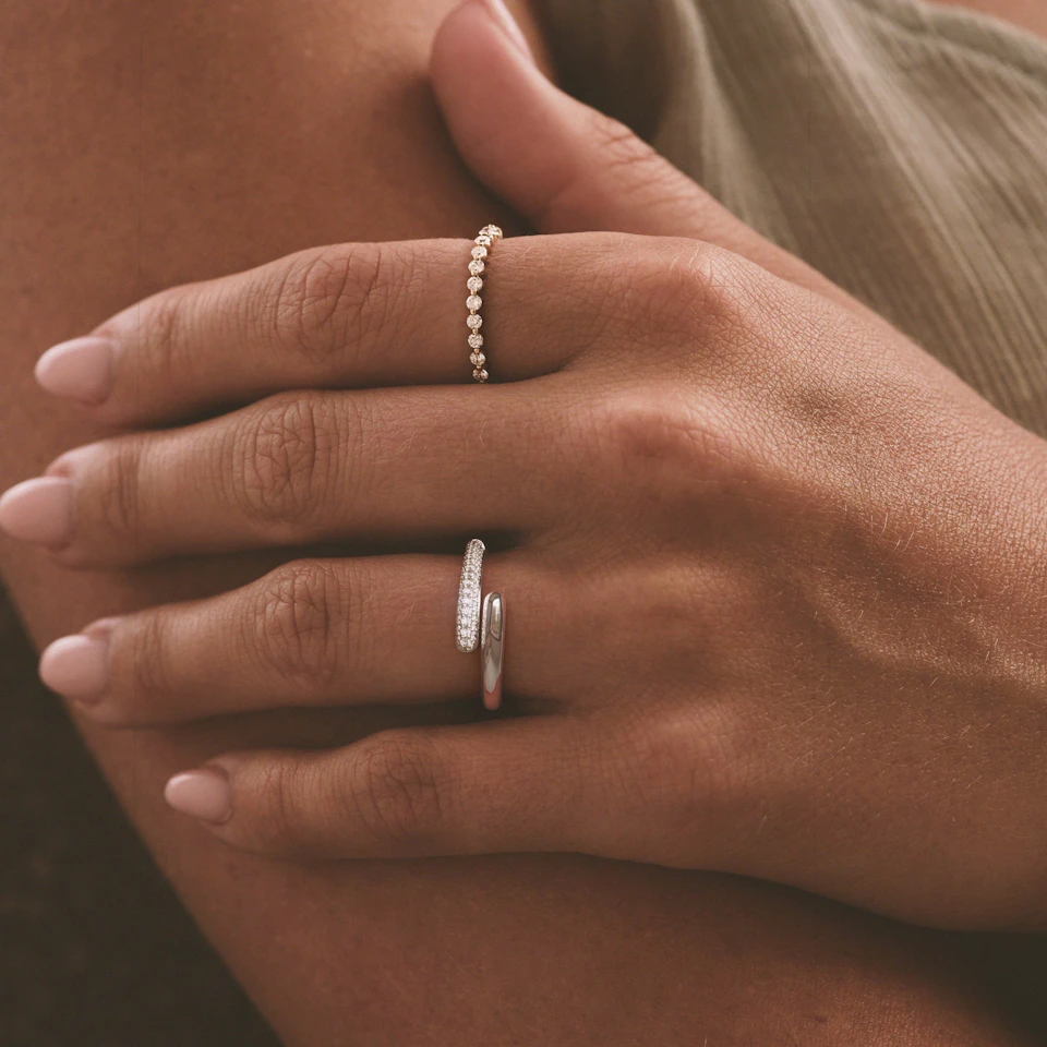0.15ct Lab Diamond Pavé Wrap Ring in Sterling Silver