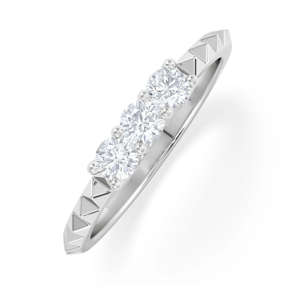 Era 0.33ct Round Cut Lab Diamond 3 Stone Ring in 925 Silver