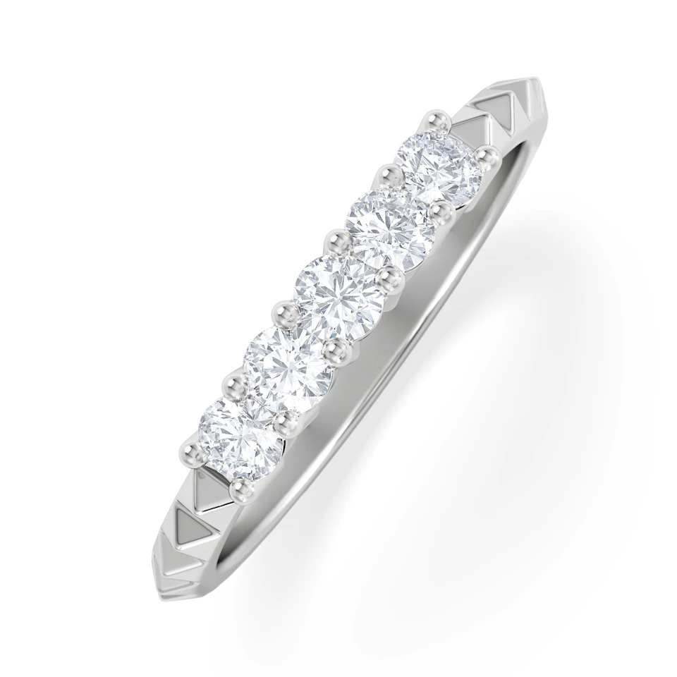 Era 0.34ct Round Cut Lab Diamond 5 Stone Ring in 925 Silver
