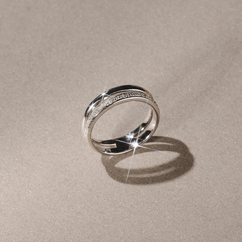 Duo Curve 0.10ct Lab Diamond Stacking Ring in Sterling Silver