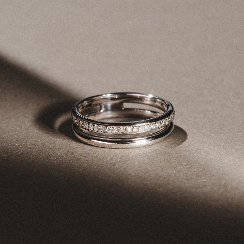 Duo Curve 0.10ct Lab Diamond Stacking Ring in Sterling Silver