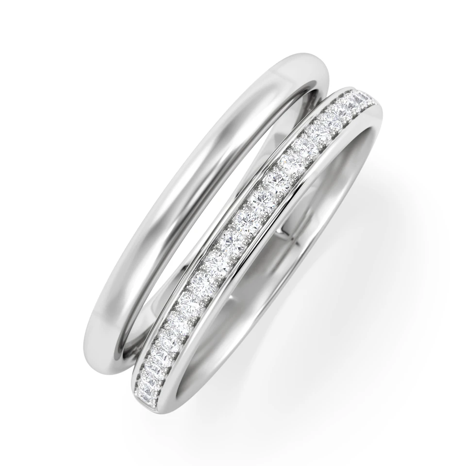 Duo Curve 0.10ct Lab Diamond Stacking Ring in Sterling Silver