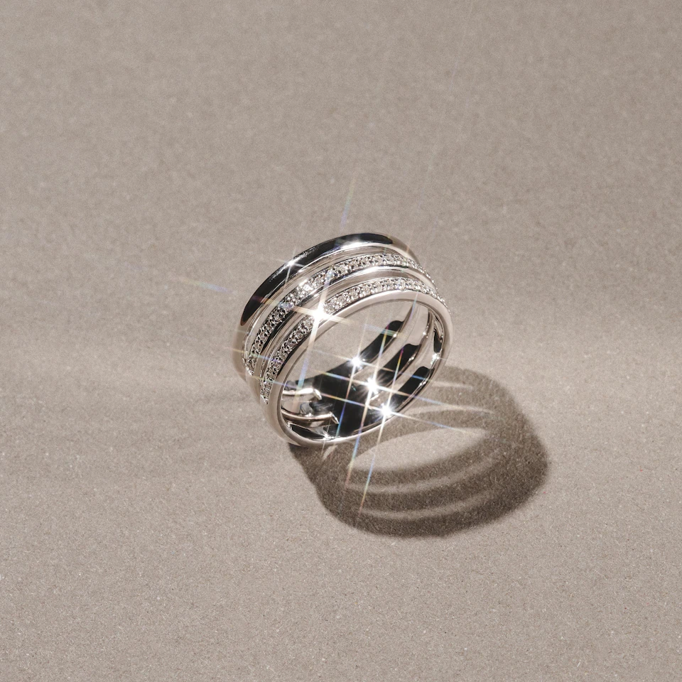 Trinity Curve 0.20ct Lab Diamond Stacking Ring in Sterling Silver