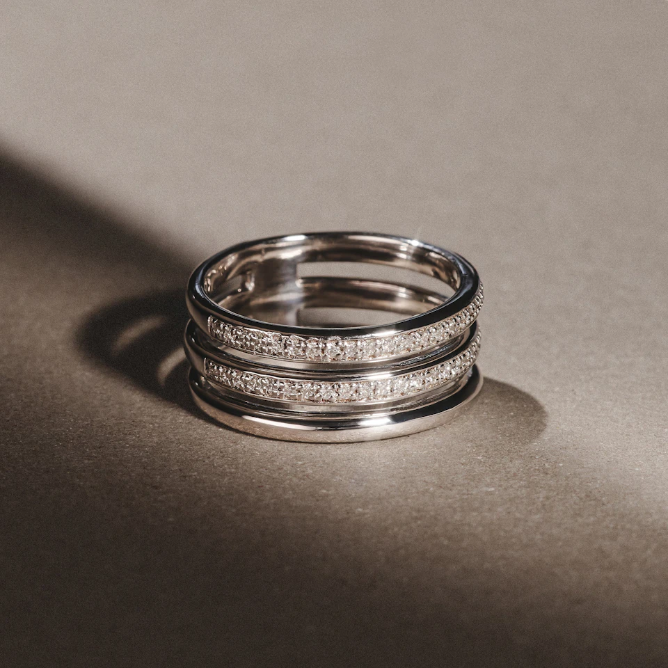 Trinity Curve 0.20ct Lab Diamond Stacking Ring in Sterling Silver